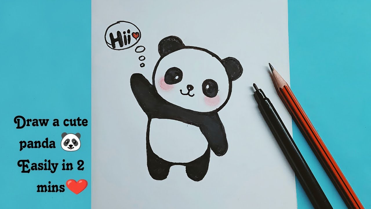 Draw A Cute Panda 🐼 ||❤️ Easy drawing || Cartoon drawing || draw in 2 mins / BABY PANDA 🐼