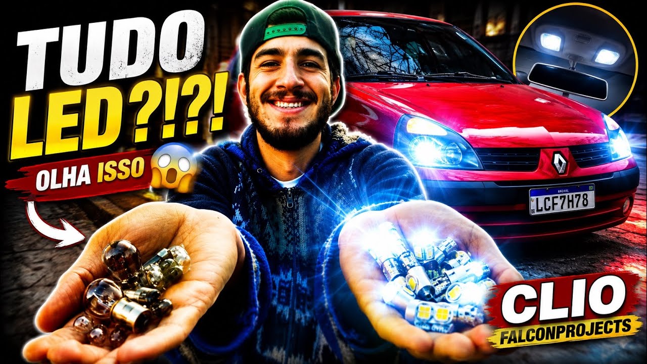 COMO TROCAR AS LAMPADAS DO RENAULT CLIO? TUDO LED!?!? - DIY RENAULT CLIO #06 - FALCON PROJECTS