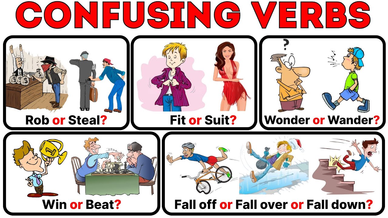 35 Confusing English Verbs | Confusing Verbs in English | English Vocabulary