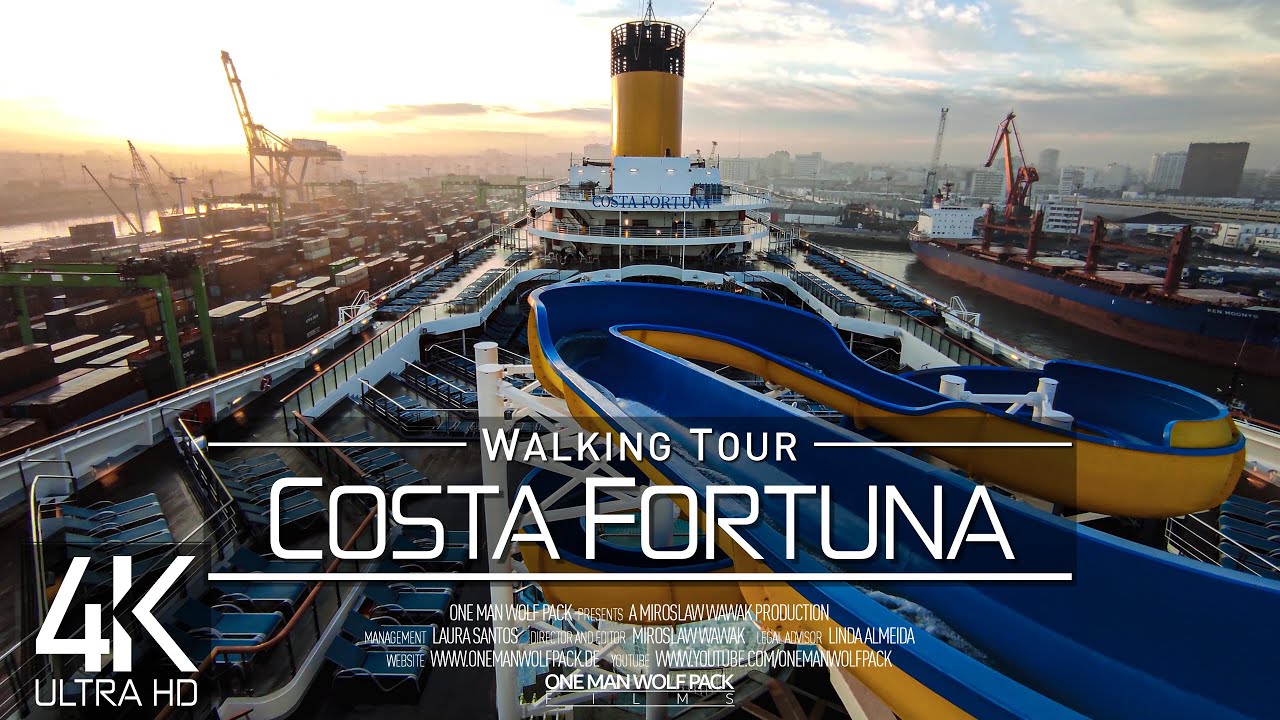 【4K 60fps】🇮🇹 VIRTUAL WALKING TOUR: 🚶 «The COSTA FORTUNA - Cruise Ship 2023» 🎧 NO COMMENT 📺 UHD ASMR