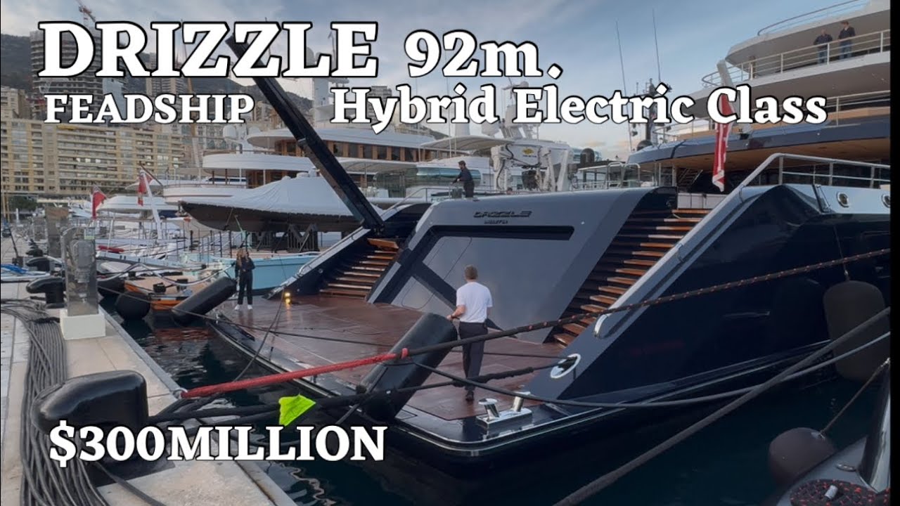 Incredible DRIZZLE an Electric HYBRID Propulsion Megayacht by Feadship dock in Monaco