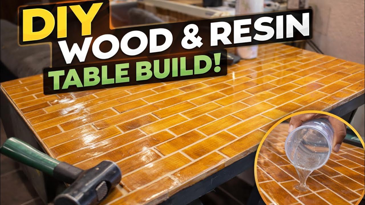 DIY Resin coated wooden table | Woodwork | Resin