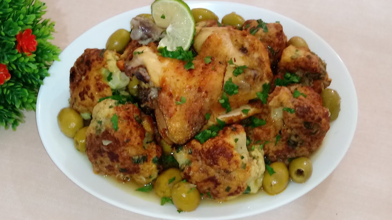 طاجين شفلور القرنبيط 👌 بالزيتون ذوق خطير بنين  بزااف بزااف