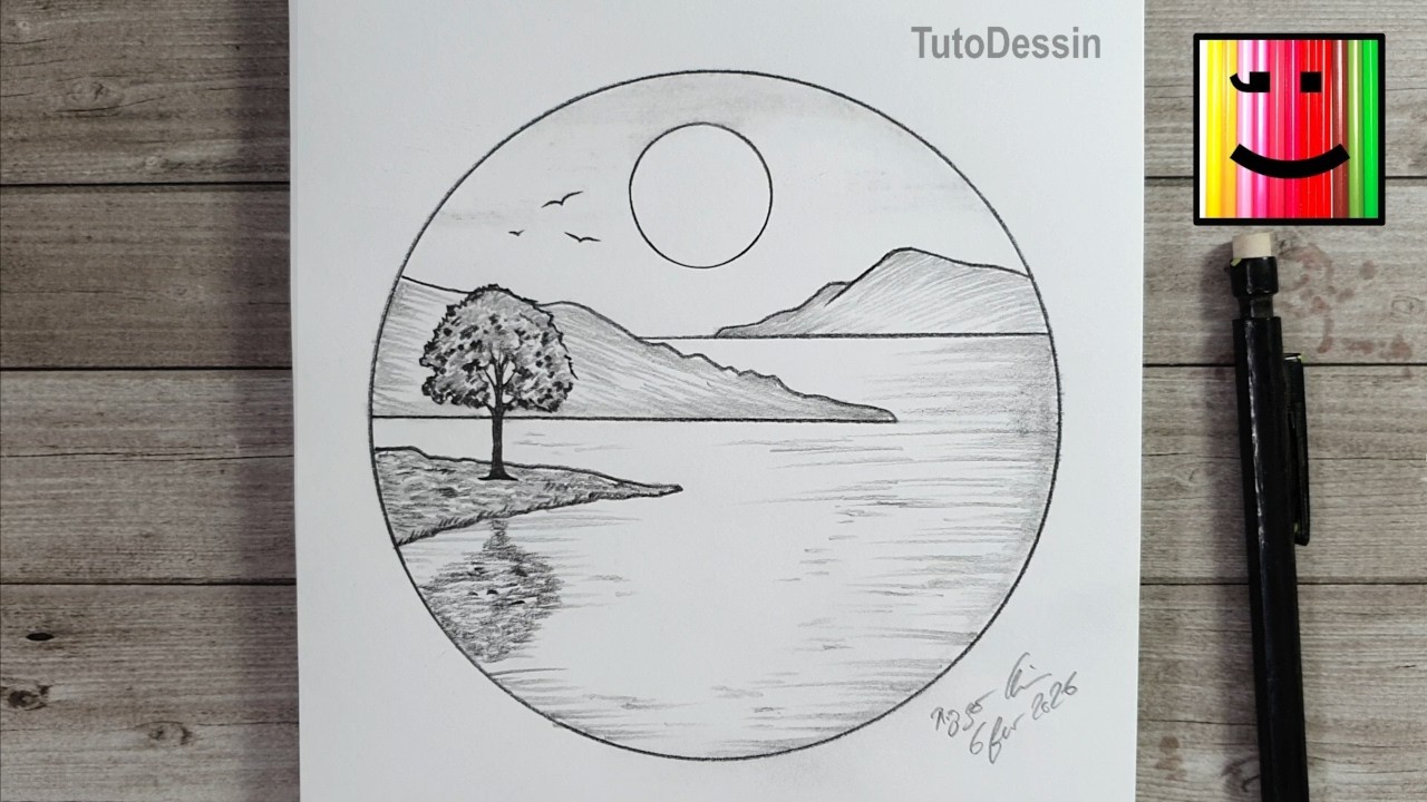Tutoriel dessin | Joli paysage au crayon étape par étape