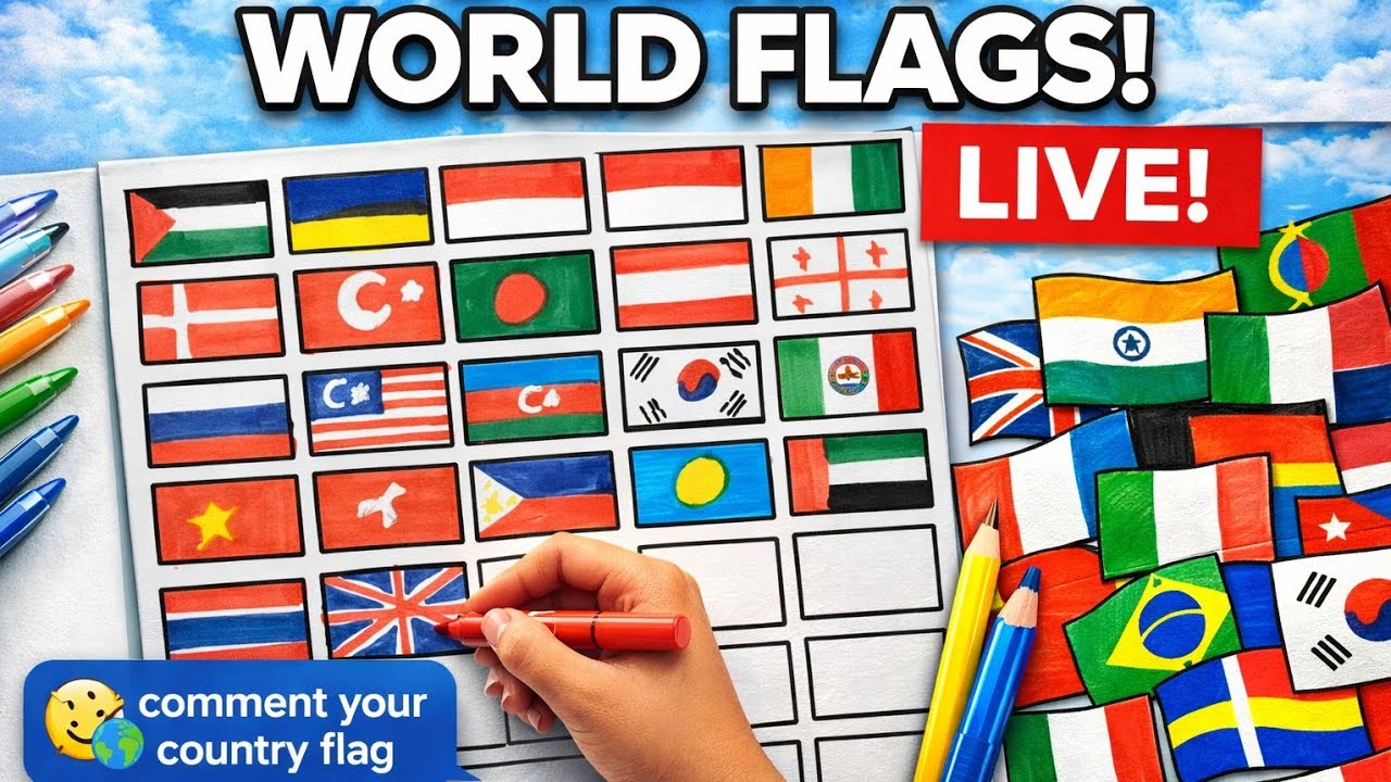 Drawing World Flags LIVE 🌍✏️ | Comment Your Country & I’ll Draw It!