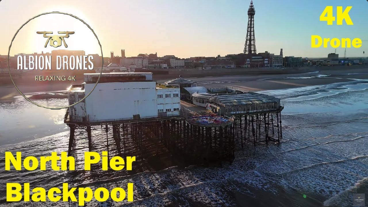 Blackpool, North Pier, Spring at the Seaside, Low Tide - DJI AIR3 / AVATA 60fps #drone #4k