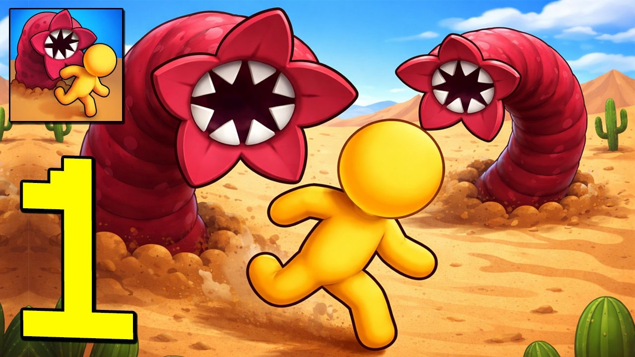 Sandworms - Gameplay Walkthrough Part 1 - Escape worms of Desert  (Android,iOS)