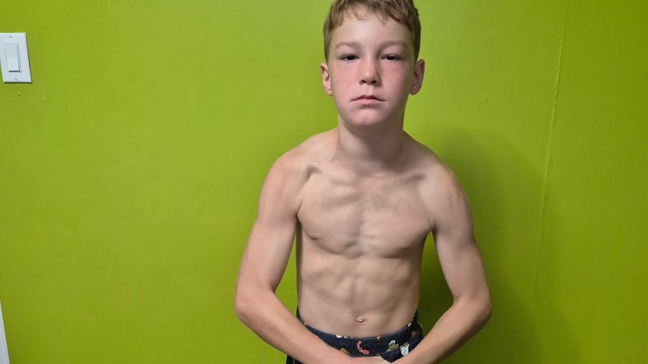 Flexing video strong 11 year old vs 16 year old