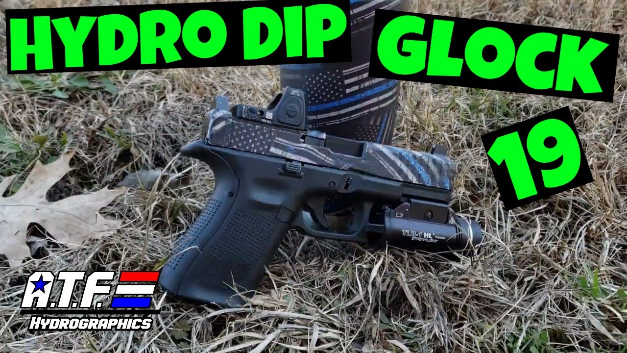 HYDRO DIP GLOCK 19 MOS - Distressed Blue Line Flags - ATF Hydrographics