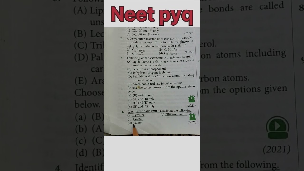 Biomolecules #mcq #pyq #neet #shorts #ytshorts