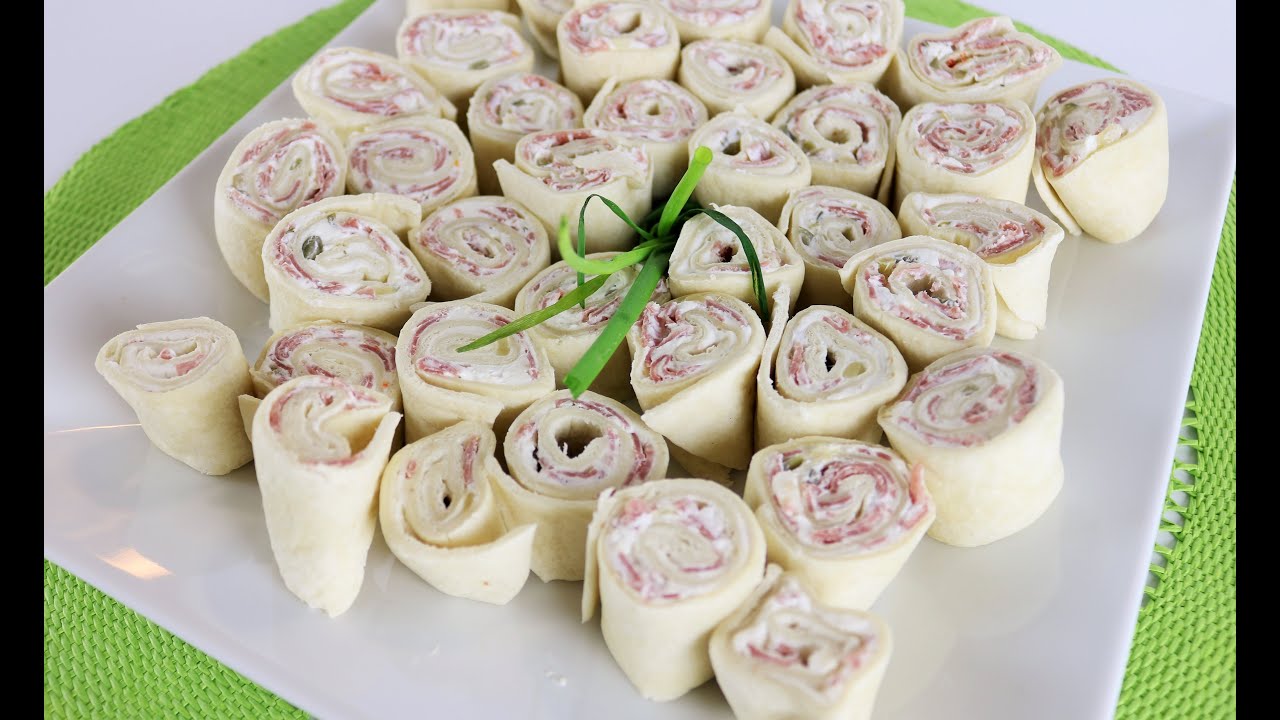 Receta De Bocaditos Enrollado De Tortillas Con Salami Y Queso Crema
