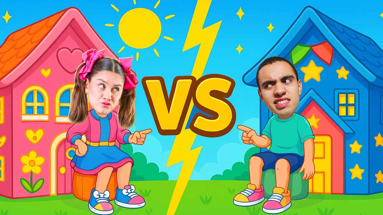 Mileninha Não Quer Brincar Sozinha: Brincadeiras de Menina vs Menino! 👧👦Cada um Monta Sua Casinha! 🏡