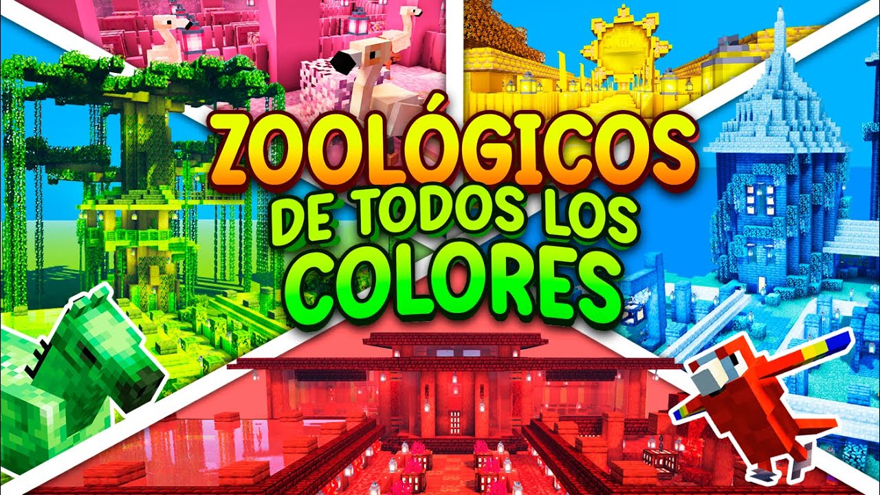 Construí ZOOLÓGICOS con TODOS los COLORES en MINECRAFT 🐠🐸 PELÍCULA COMPLETA