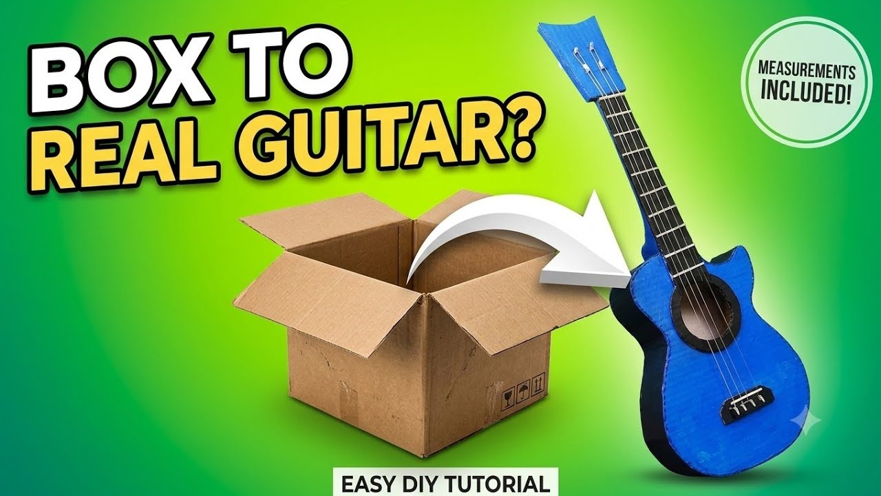 How to make guitar from cardboard with measurement /DIY Guitar / easy guitar making / Akkiz craft