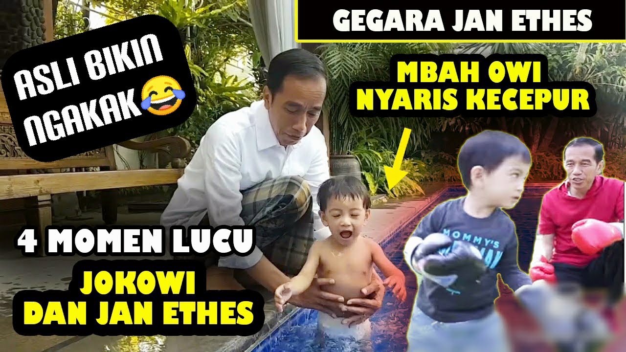 4 Aksi Jan Ethes dan Jokowi Bikin Ngakak, Mbah Owi Nyaris Tercebur!