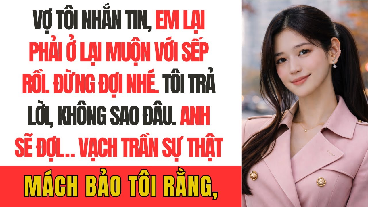 Vợ tôi nhắn tin, “Em lại phải ở lại muộn với sếp rồi. Đừng đợi nhé.” Tôi trả lời, “Không sao đâu.