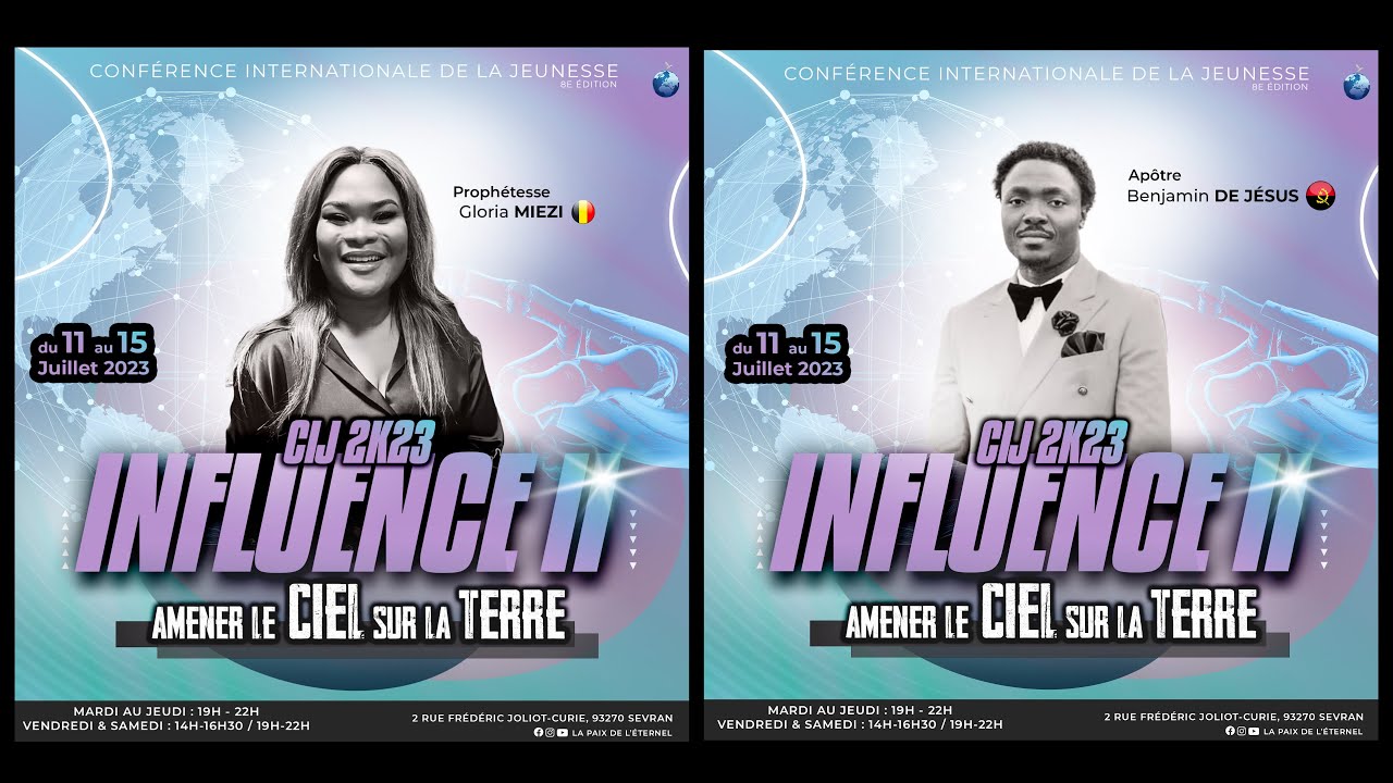 CIJ 2k23 - INFLUENCE II Prophétesse Gloria MIEZI / Apôtre Benjamin DE JESUS - Jeudi 13 Juillet 2023
