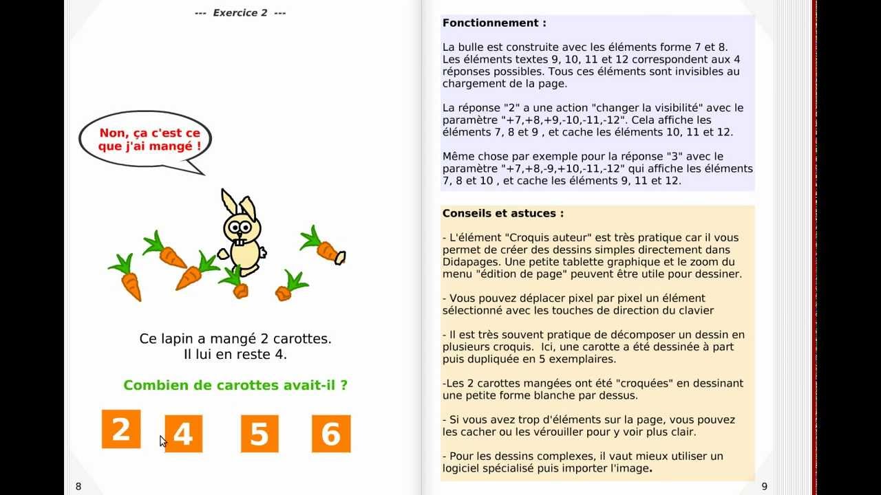 Comprendre l'exercice de la page 8 du didactitiel officiel sur Didapages standard