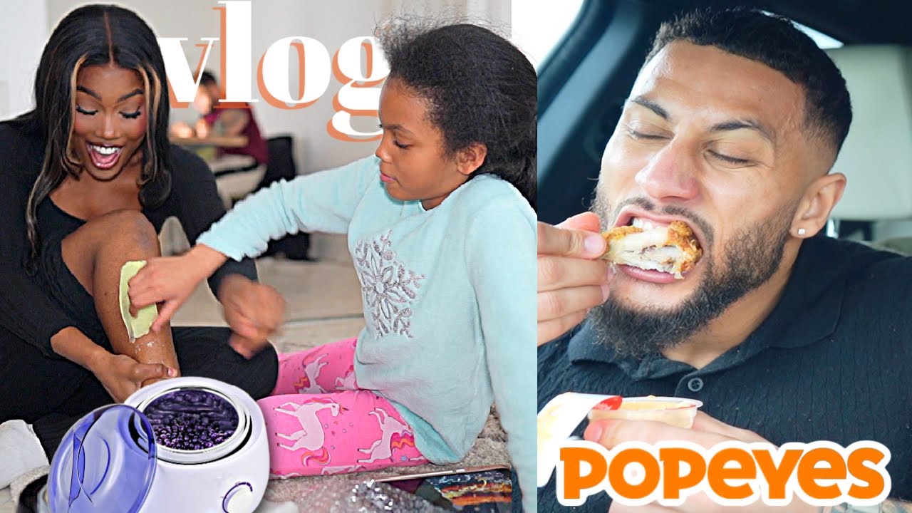 VLOG | My kids wax my legs...Adri tries POPEYES for the first time 😂
