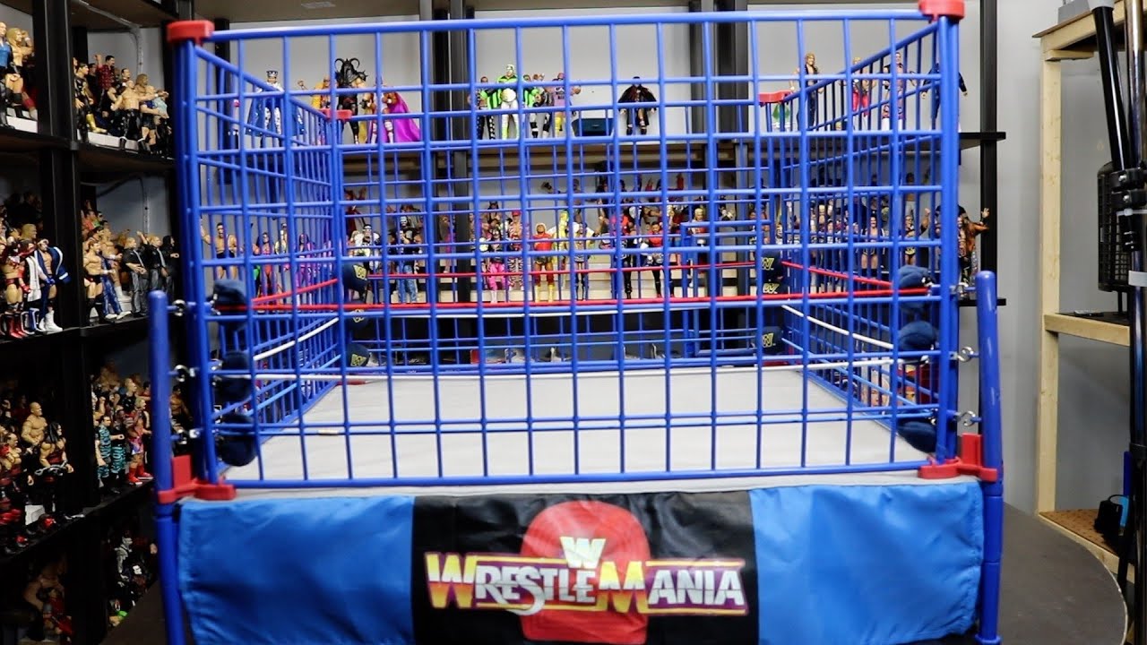 WWF WRESTLEMANIA 2 OFFICIAL SCALE RING WITH BLUE CAGE REVIEW