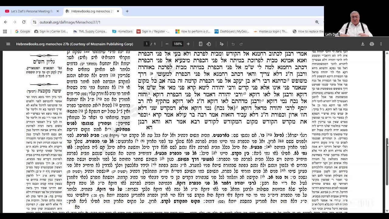 Let's Daf with Yosy Simon Menachos Daf 27 