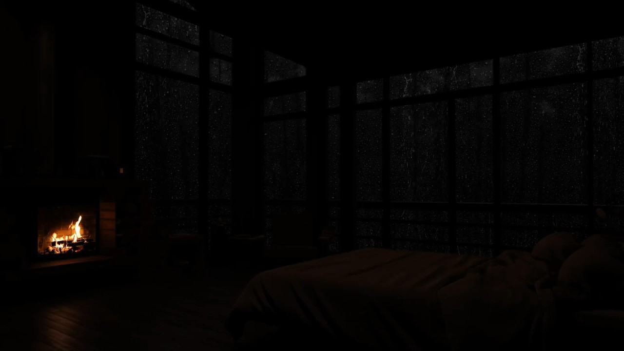 Ad-Free 🌧️ Rain & Thunderstorm with Cozy Fireplace | Deep Sleep, Insomnia Relief & Calm Mind