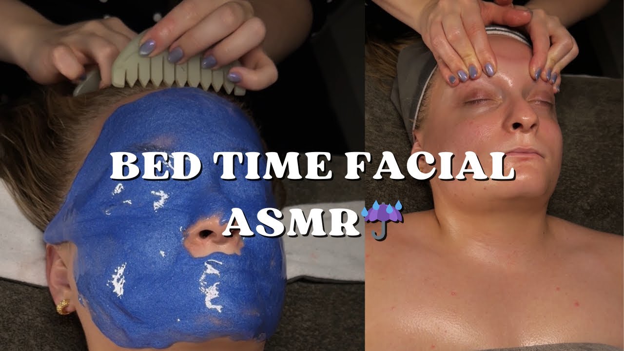 Deep Sleep Facial ASMR | Rainy Bed Time 🌙 🌧️ 