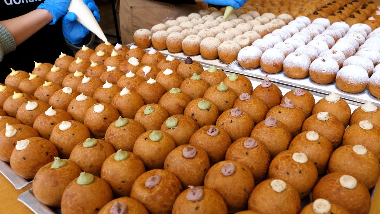 пончики со сливками по-корейски? приготовление пончиков со сливками - Корейская уличная еда