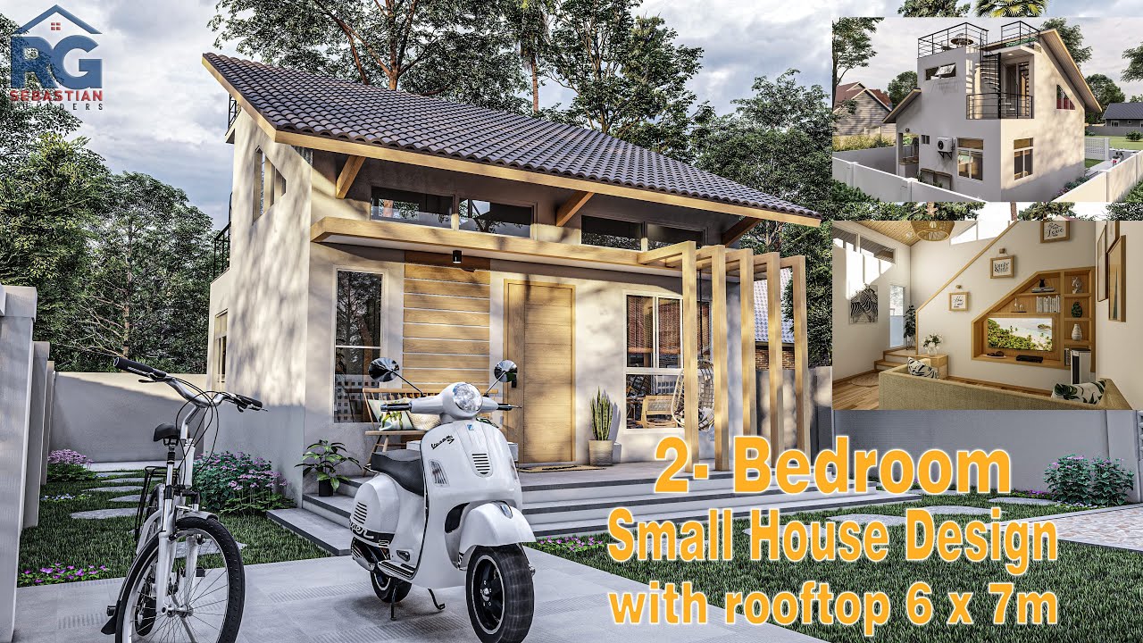 Small House Design 2 Bedroom with rooftop and loft (6 x 7m)- floor plan