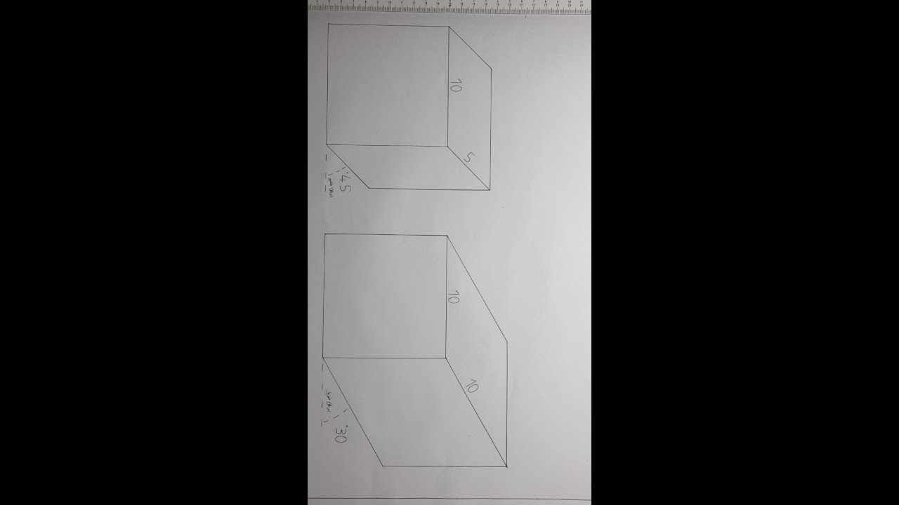 رسم منظور بطريقة الاوبلك على زواية متعددة (30-45-60)