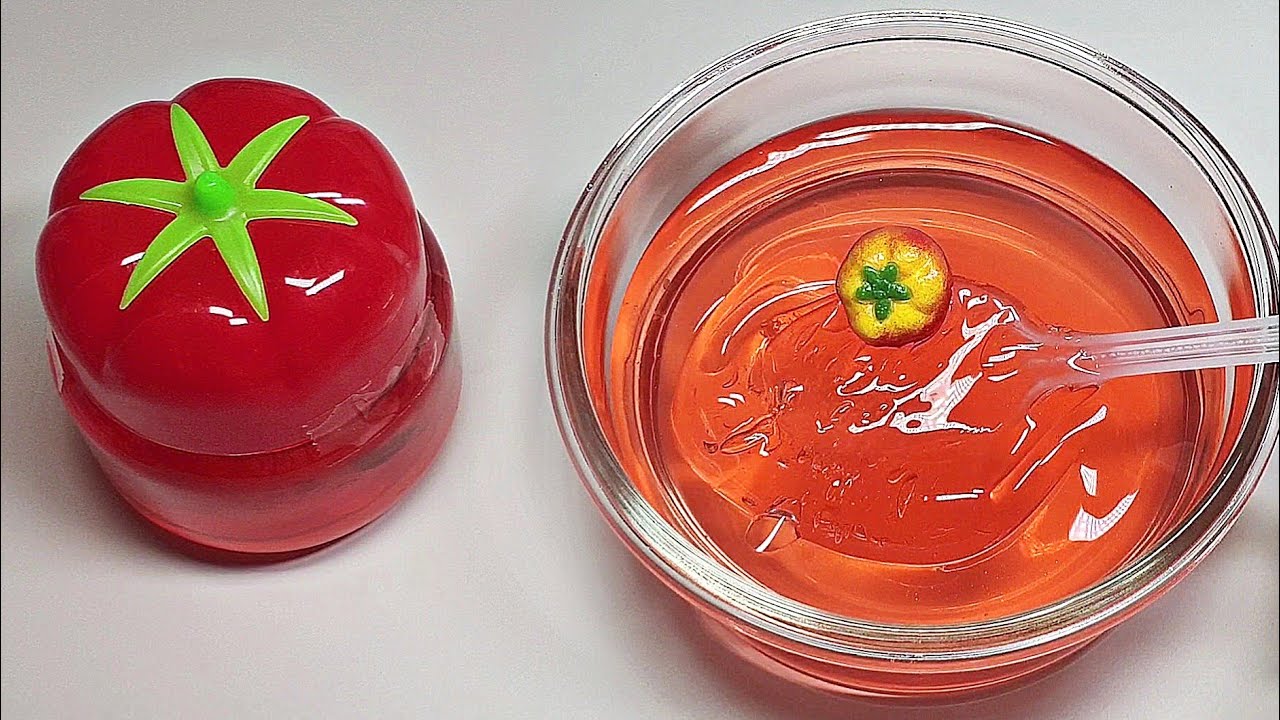 🍅 문구점 토마토 슬라임으로 액괴 만들기 / 토마토 젤몬 / tomato slime / トマトスライム / 액체괴물 / 투명 액괴 / 박뮤즈