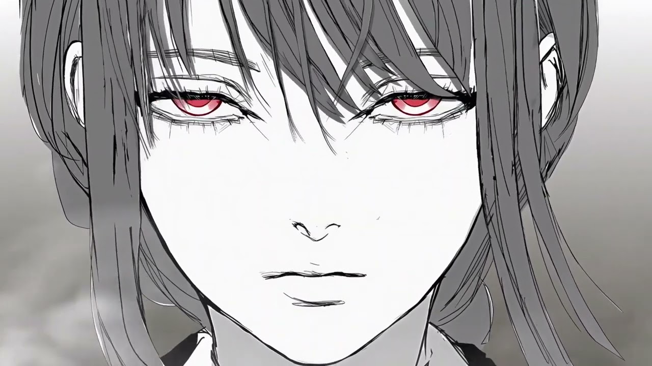 1 Hour Loop – Makima Hypnotizes You 👁️ | Chainsaw Man Anime Girl Eyes | 4K UHD | Monochrome Girl