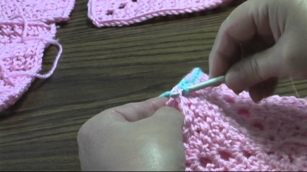 Joining squares with a slip stitch