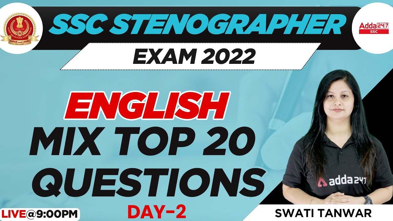 SSC Stenographer 2022 | Steno English Classes | Top 20 Questions | Day 2 by Swati Tanwar