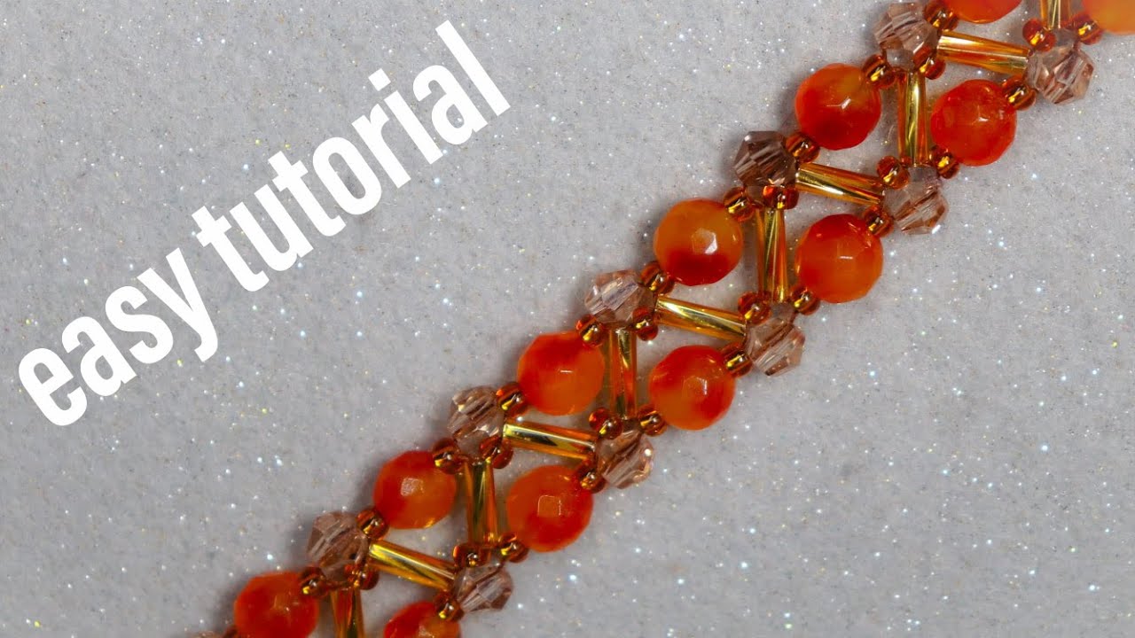 اموزش دستبند ظریف با سنگ و ملیله     How to make beaded bracelet N75