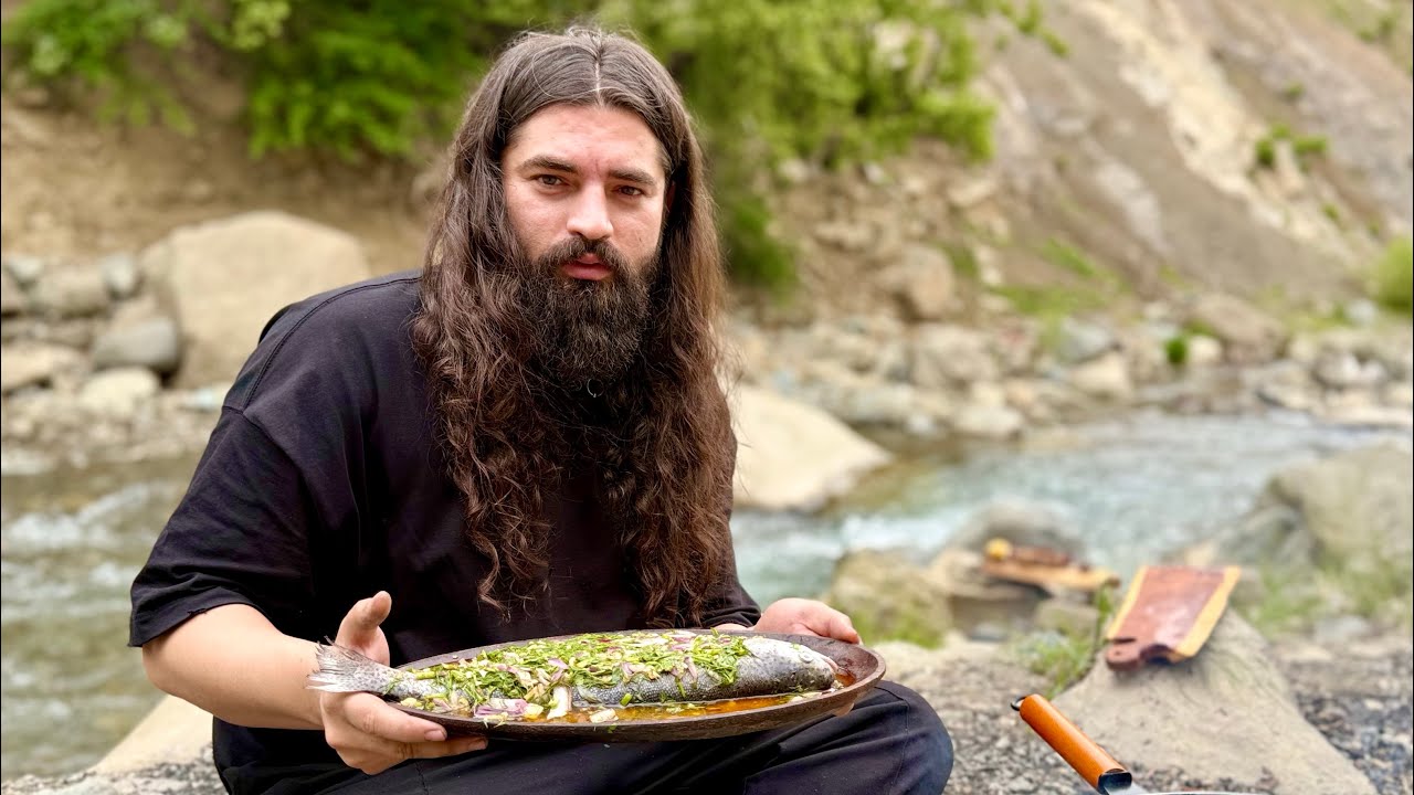 Stuffed Fish Cooked Over Fire in Nature | Traditional Outdoor Recipe