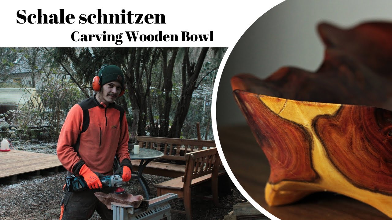 Holzschale aus Kirschholz schnitzen - Carving Wooden Bowl