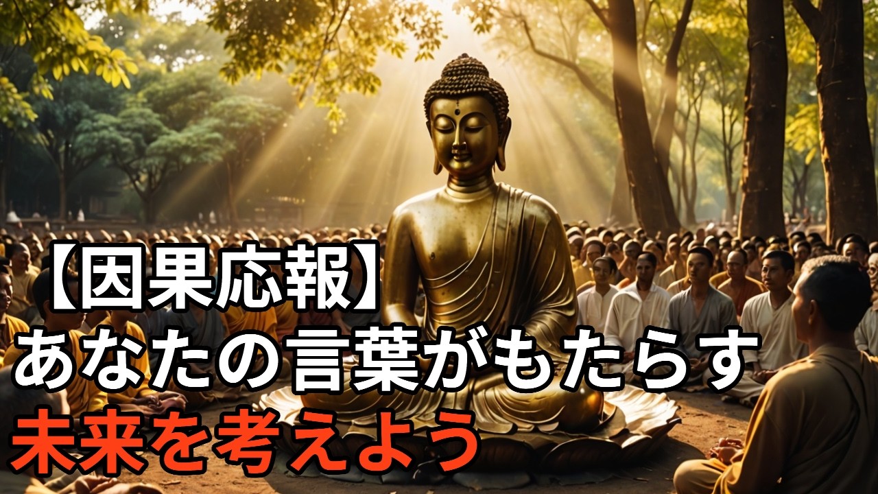 ブッダの教え：【因果応報】あなたの言葉がもたらす未来を考えよう　#ブッダ #ブッダの教え #仏教 #悟り #雑学 #幸せ #人生 #ストレス #メンタル #心の癒し #未来 #瞑想 #和の心 #智慧
