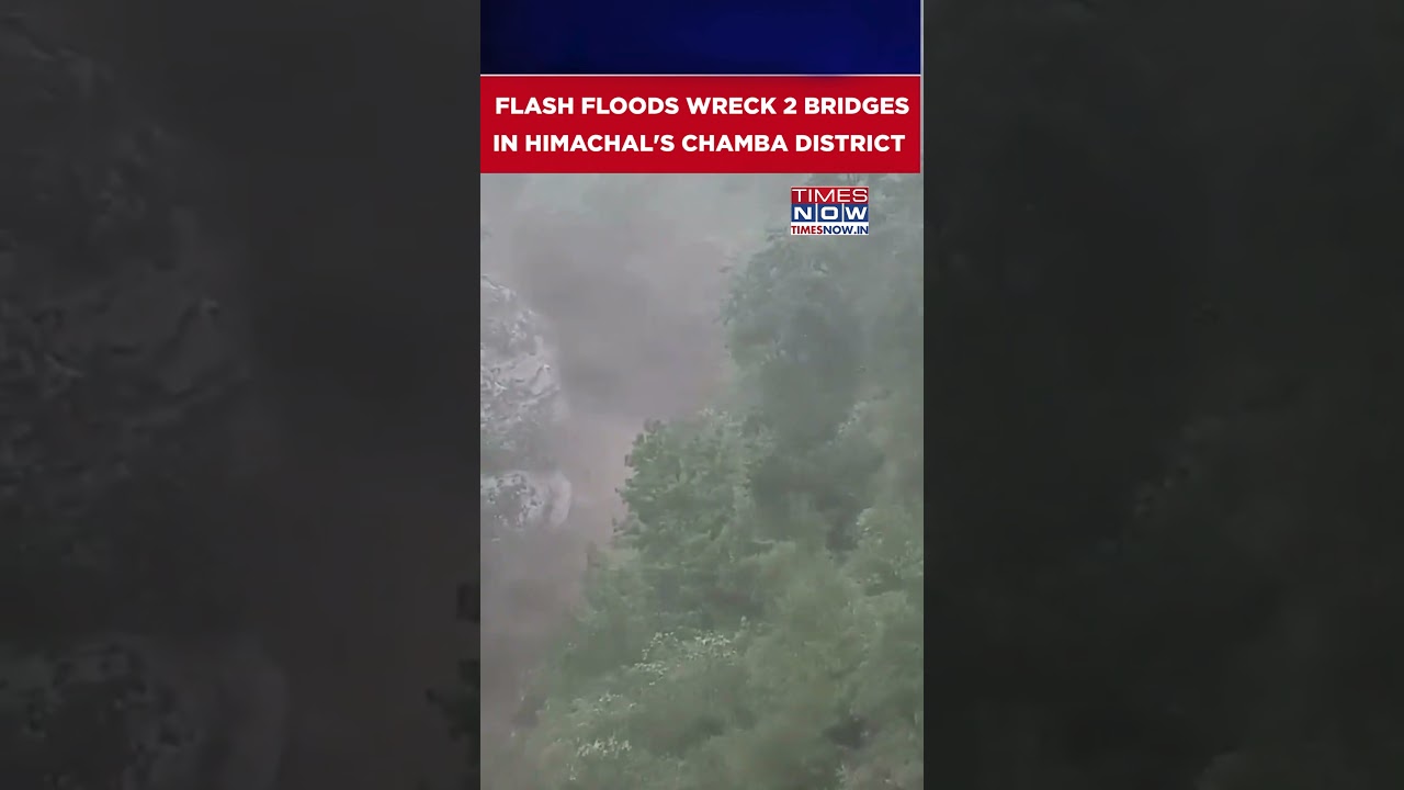 Flash Floods Wreck 2 Bridges In Himachal's Chamba As Heavy Monsoon Rains Trigger Destruction #shorts