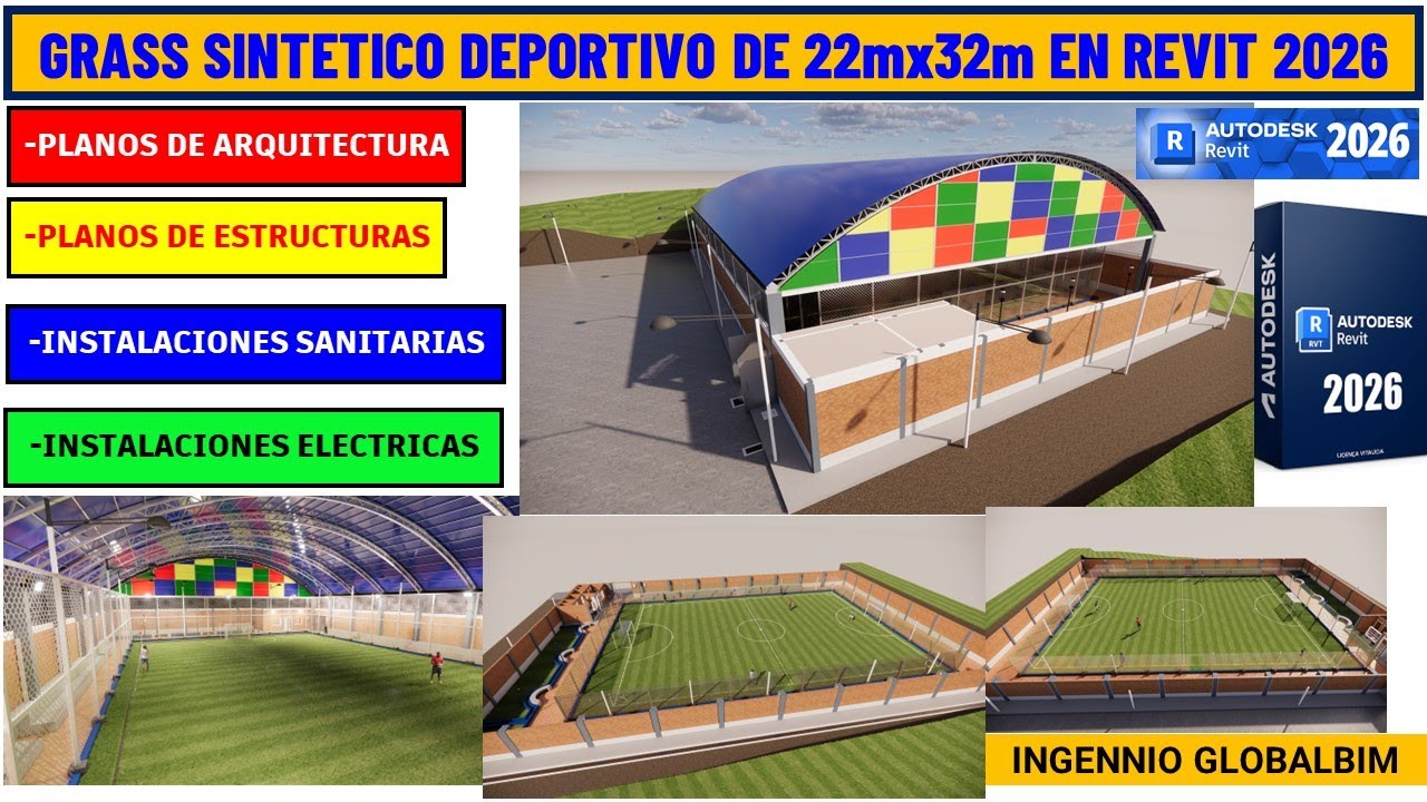 PLANTILLA LOSA DEPORTIVO CON GRASS SINTETICO 22x32 EN REVIT 2026-IMPRIME PLANOS MULTIDISCIPLINAS