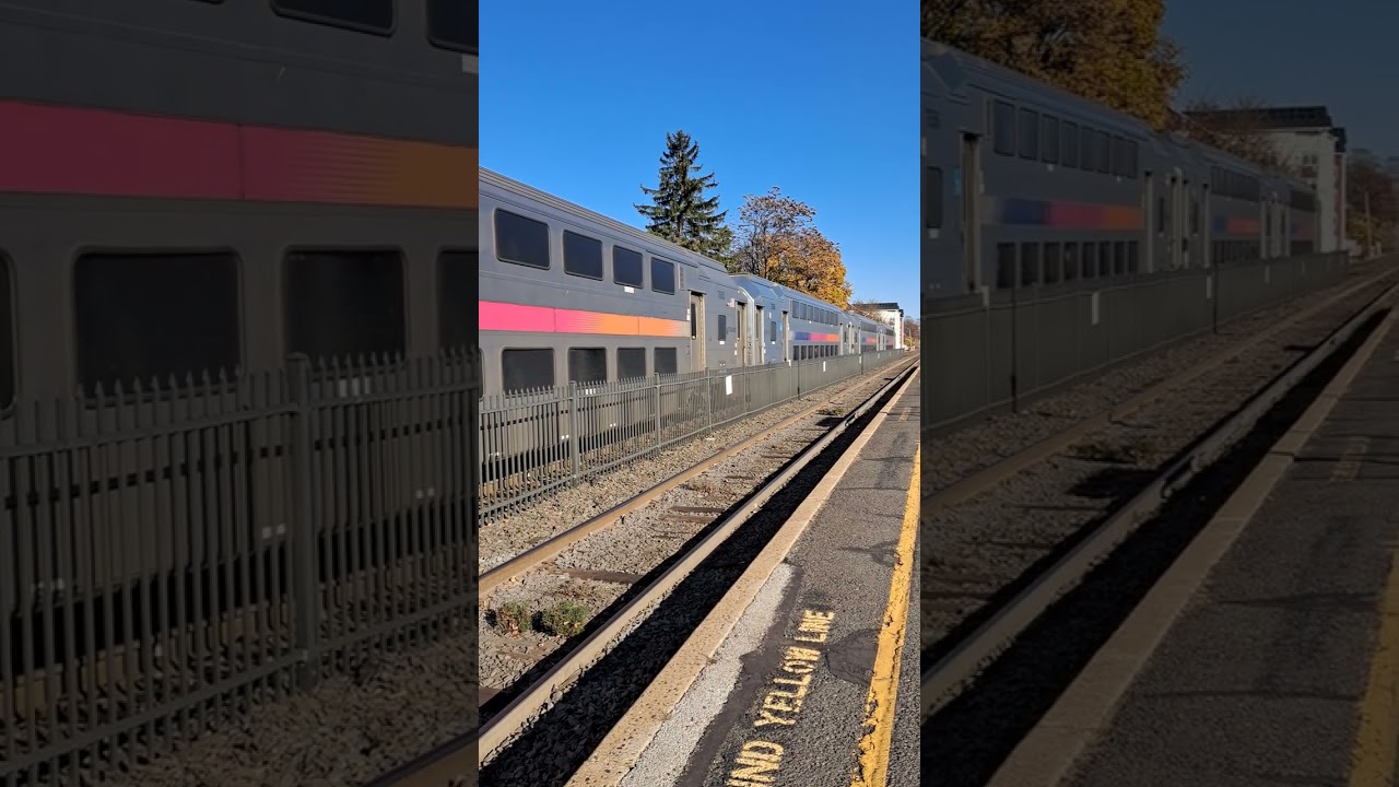 High Bridge Bound NJT Bombardier Bilevel train entering and leaving Bound Brook 