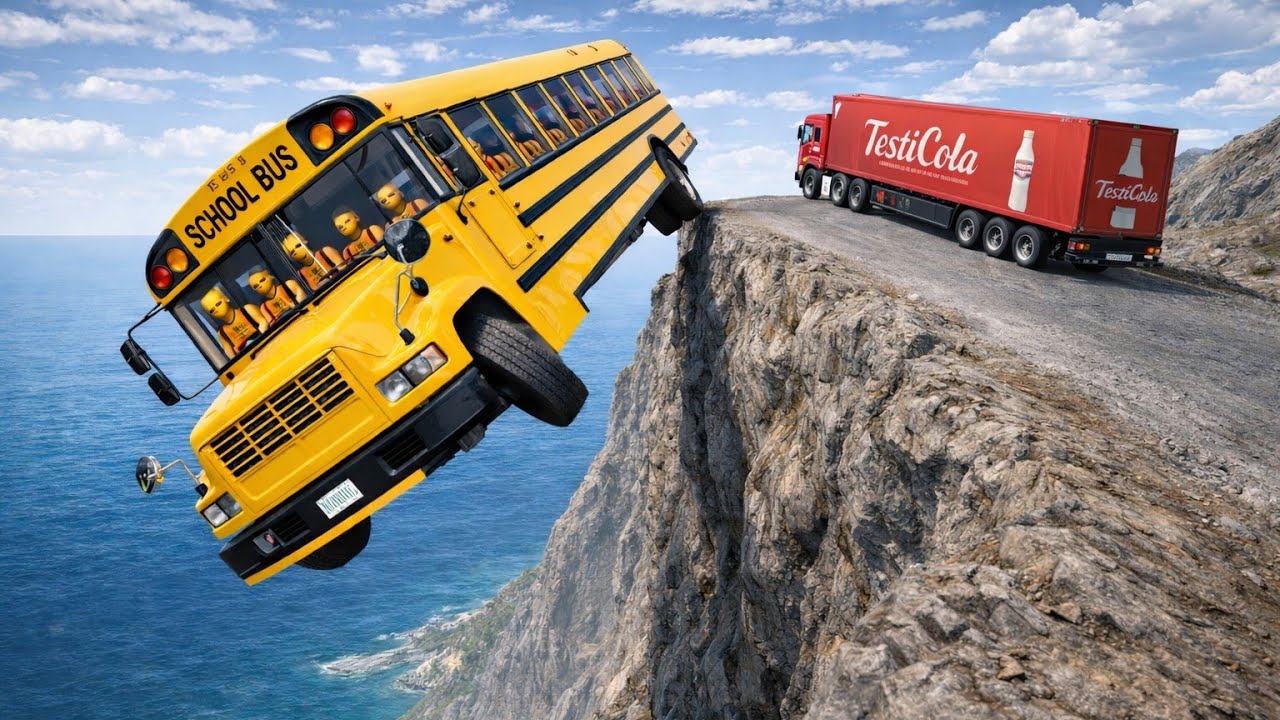 Bus vs Cliff Dangerous mountain drop 💥😵 | Beamng drive #79!