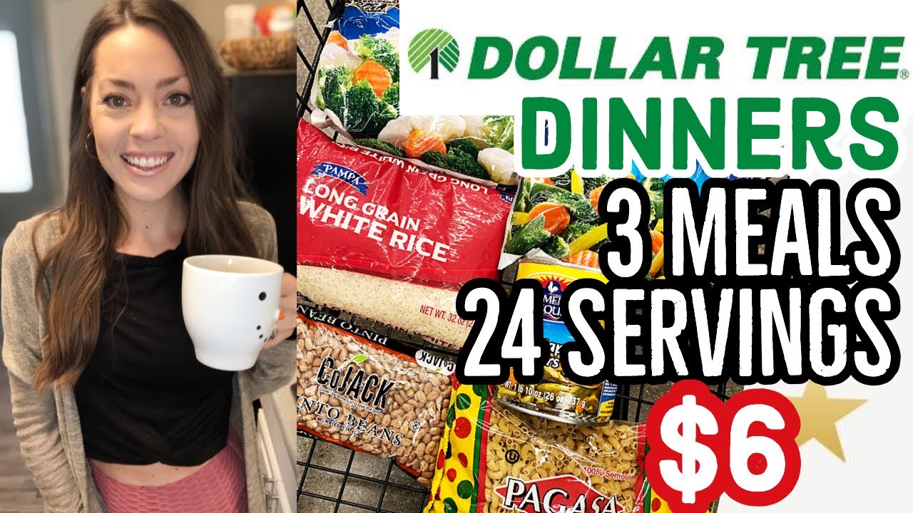 DOLLAR TREE DINNERS | 3 Meals 24 Servings For $6 | Extreme Budget Emergency Meal Ideas | Vegan