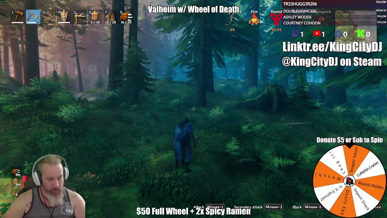 Valheim w/ Wheel of Death dares every time I die. Show your support at linktr.ee/kingcitydj
