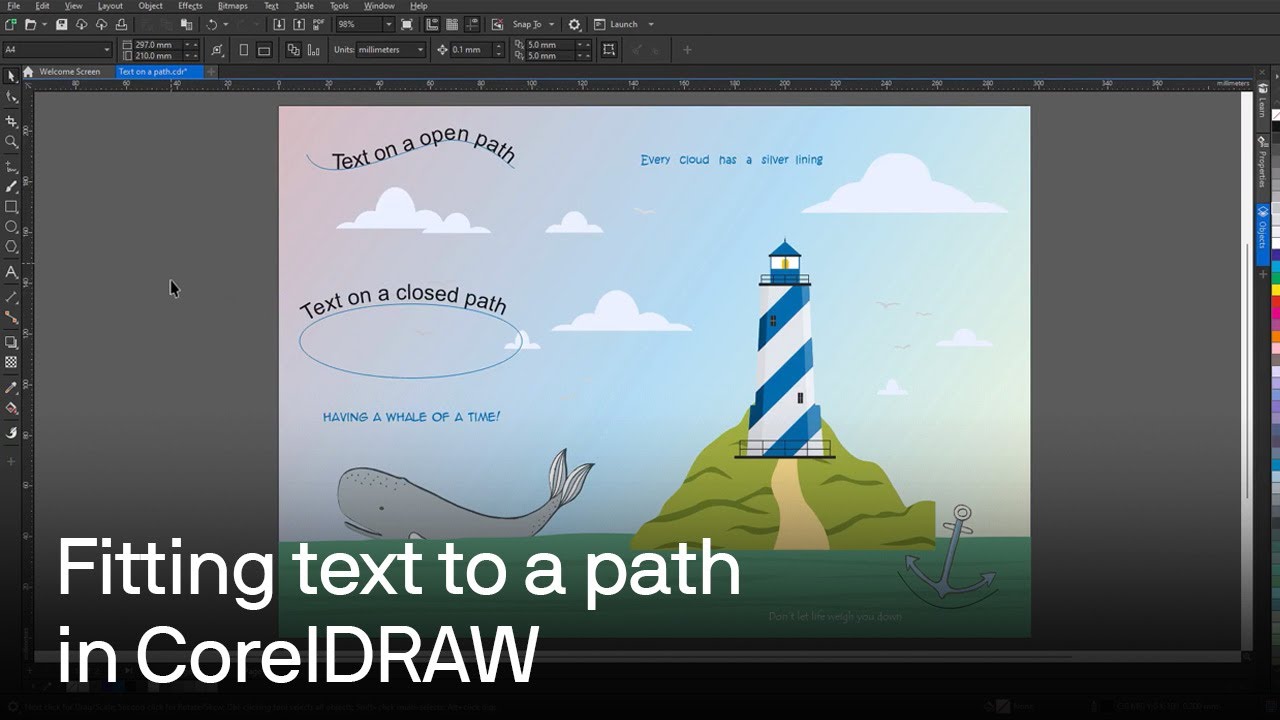 How to fit artistic and paragraph text to paths in CorelDRAW | Tutorial