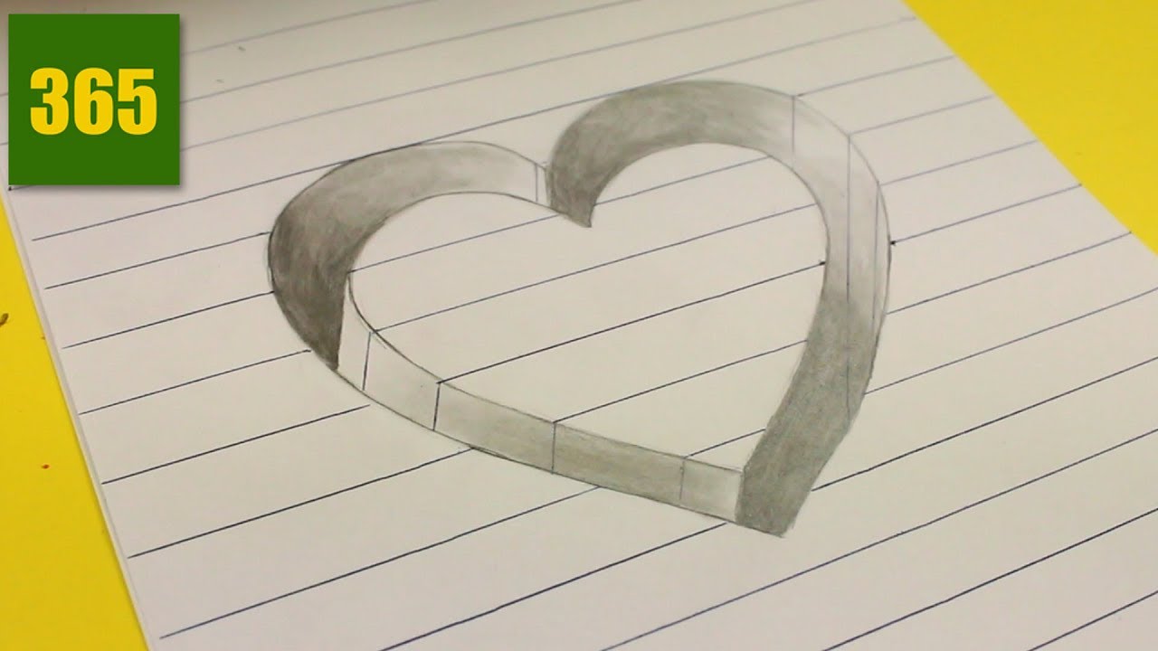 ILUSIONES OPTICAS - CORAZON EN 3D - DIBUJOS SORPRENDENTES