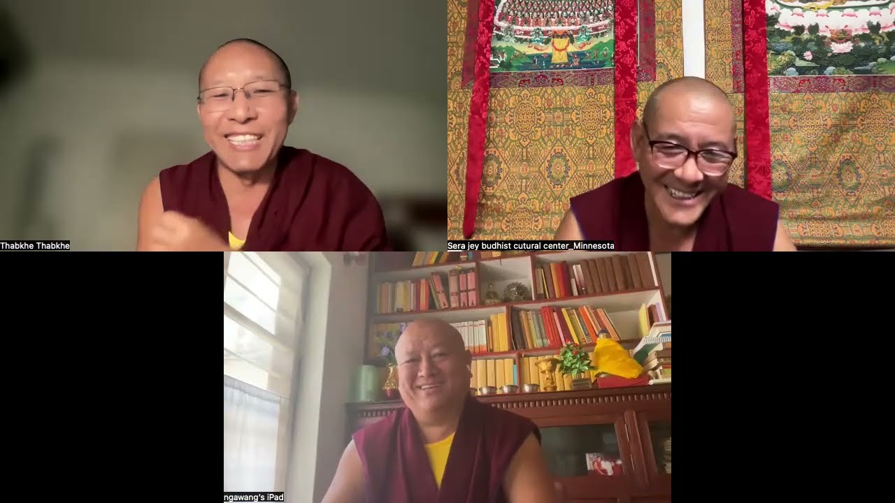དགའ་ལྡན་ཁྲི་པའི་སྐོར། དགེ་བཤེས་ཐབས་མཁས་དང་ཐོགས་མེད་གཉིས།