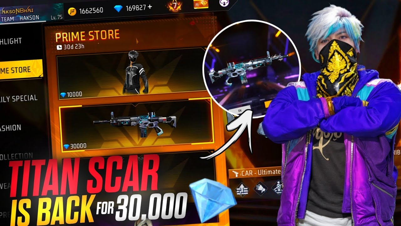 I Got Titan Scar In Prime Store 😱 Rarest Gun Skin Return Event 🔥 Garena Free Fire 