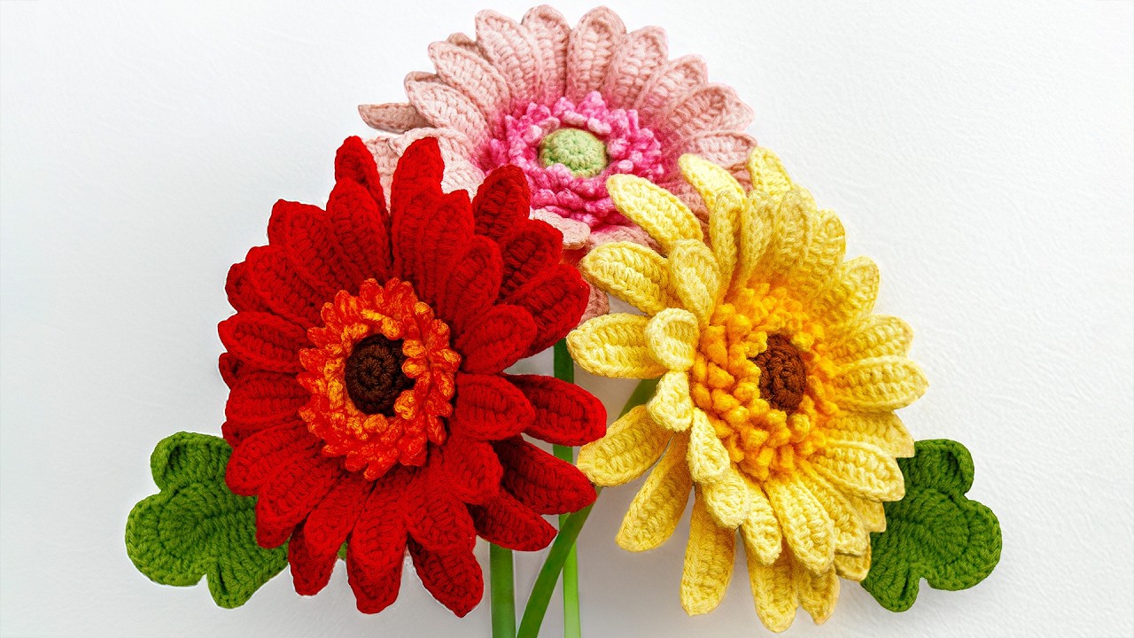 🌸 GERBERA PEQUEÑA a Crochet - Hermosa y Fácil de Tejer 😍 | Paso a Paso