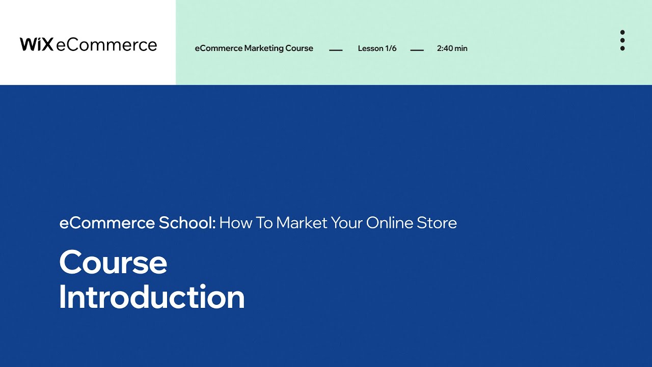 Lesson 1 | Introduction | Marketing Your Online Store | Wix eCommerce
